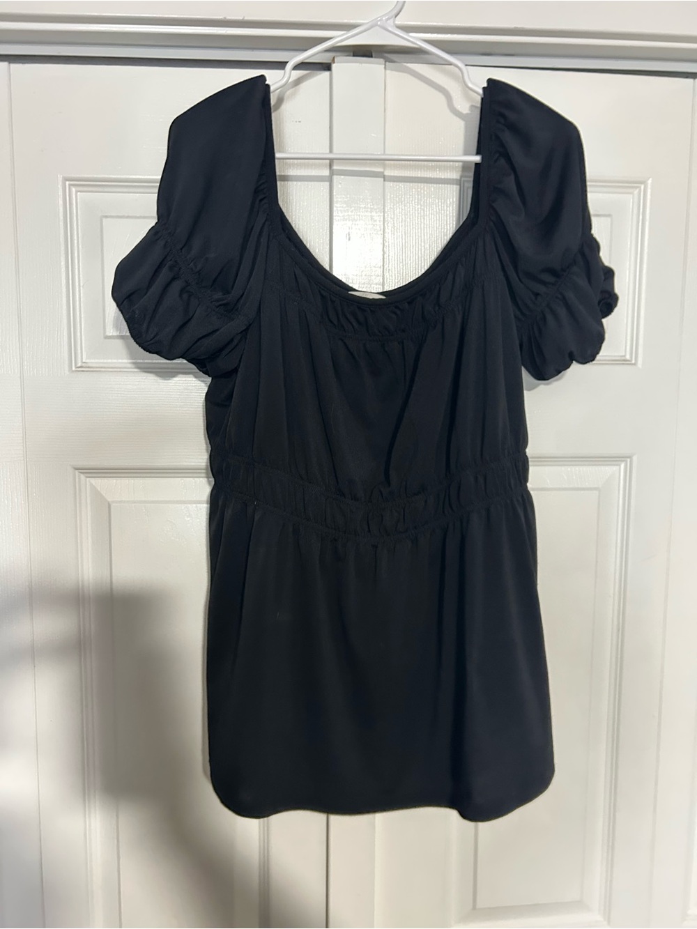 Maternity Black Puff-Sleeve Women's Dress Top